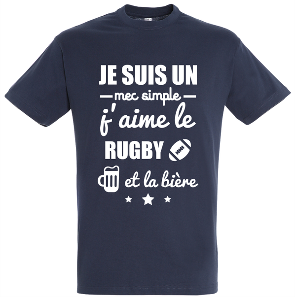 T-shirt "Mec simple,rugby et bière"