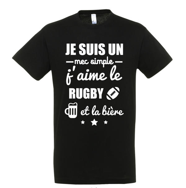 T-shirt "Mec simple,rugby et bière"