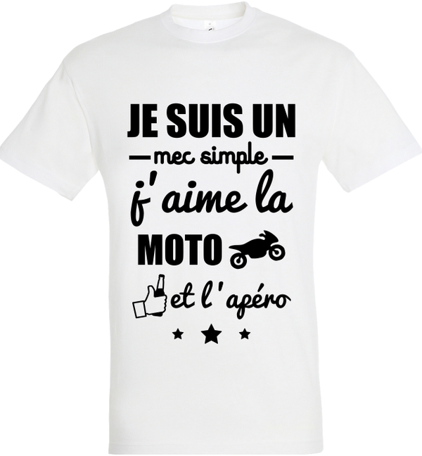 T-shirt "Mec simple,moto et apéro"