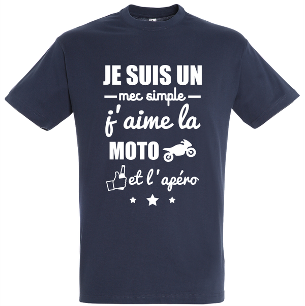 T-shirt "Mec simple,moto et apéro"