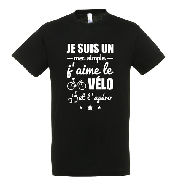 T-shirt "Mec simple,vélo et apéro"
