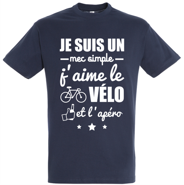 T-shirt "Mec simple,vélo et apéro"