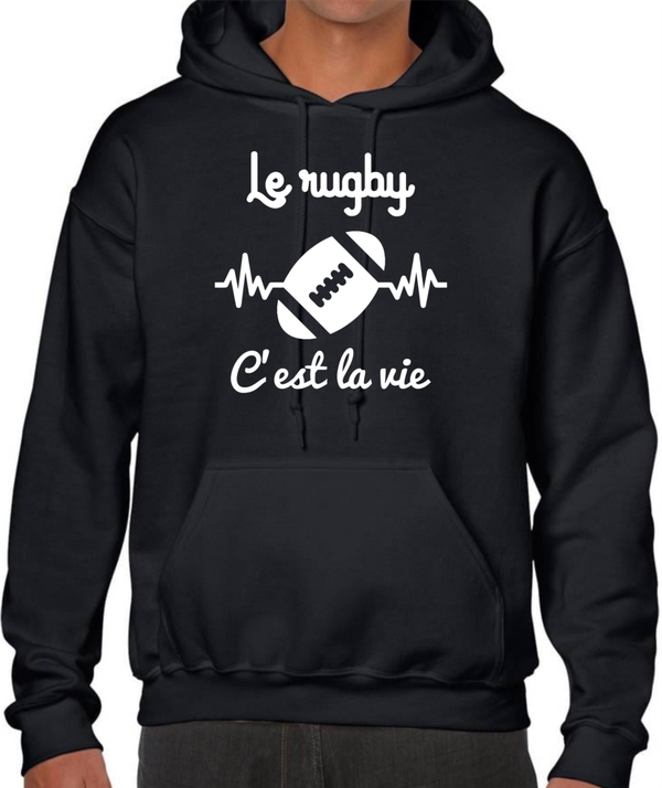 Sweatshirt Noir Le rugby c'est la vie